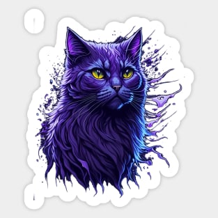 Purple Cat Splash Art Sticker